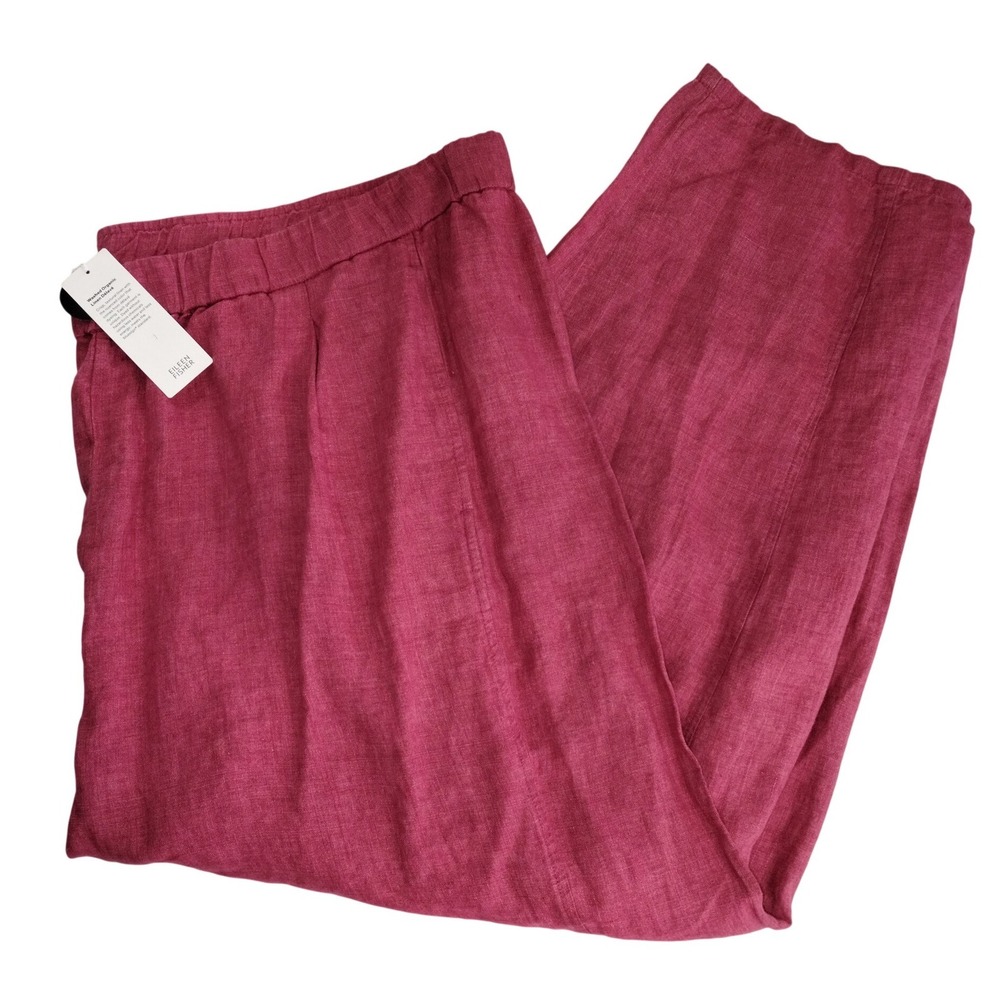 Eileen Fisher Womens Plus Size 3X‎ Pink Linen Pull-On Pants NWT $188 - Picture 5 of 13